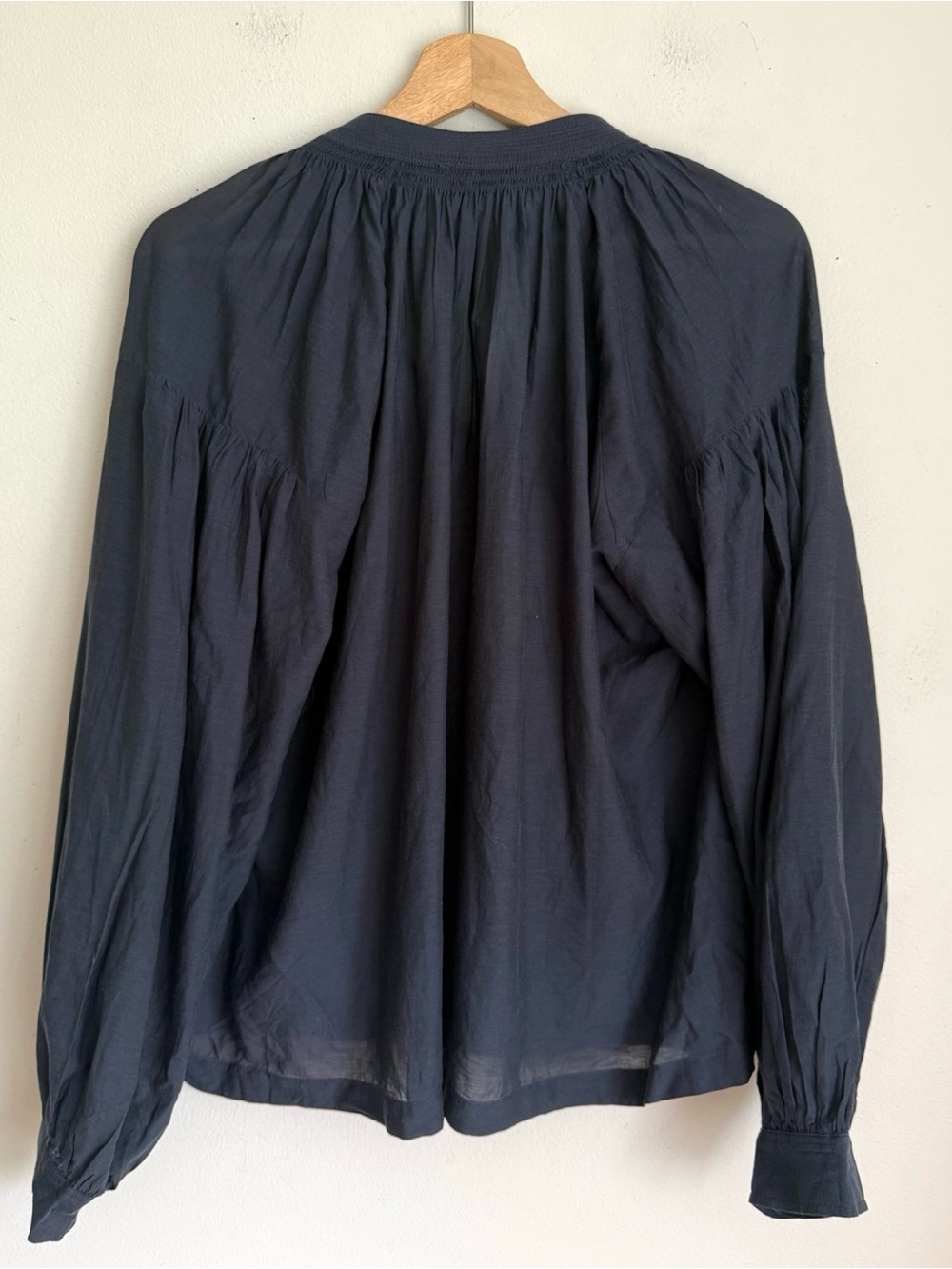 NWT Madewell Shirred Long-Sleeve Top in Navy Blue - Picture 6 of 7